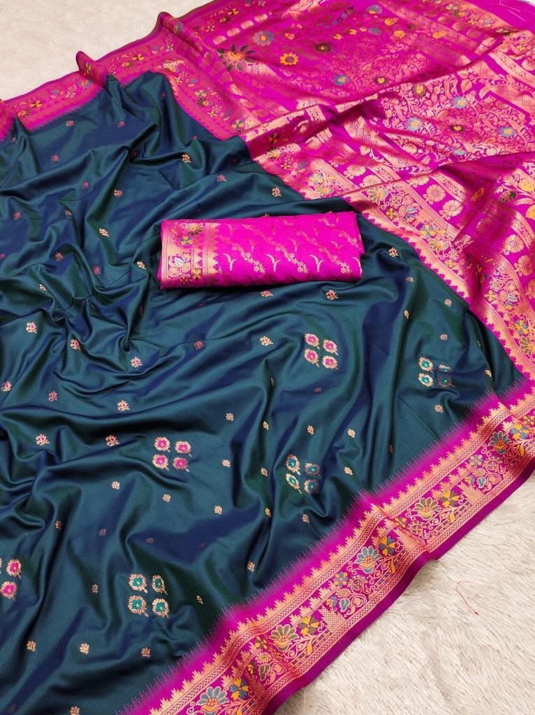 prussian color pure banarasi s 1729921454 Prussian Color Pure Banarasi Silk Saree