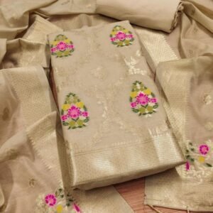Pure chanderi silk unstitched dress material