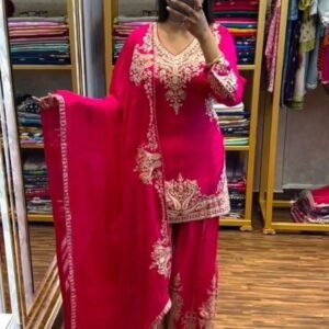 Pure Chinon Silk Pink Palazzo Suit