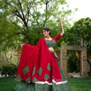Pure Cotton Plain And Printed With Gota Patti Mirro Work Chaniya Choli