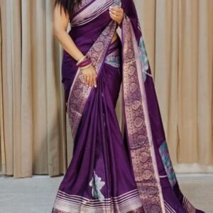 Pure Dola Silk Violet Light Weight Saree For Women