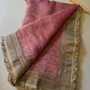 Pure Handloom Tissue Crushed Banarasi Saree With Gotapatti Border