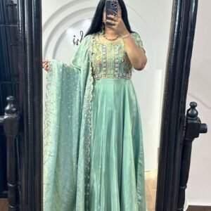 Pure Jimmy Choo Silk Gown With Embroidery Work