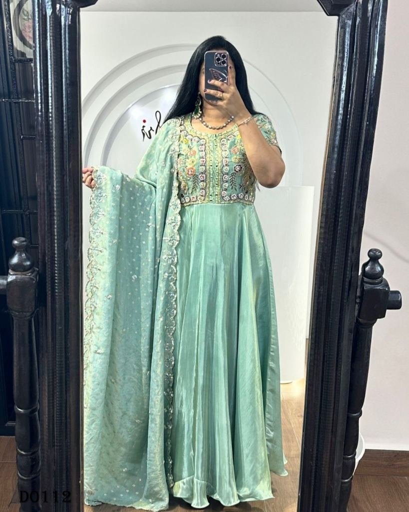 pure jimmy choo silk gown with 1718877158 Pure Jimmy Choo Silk Gown With Embroidery Work