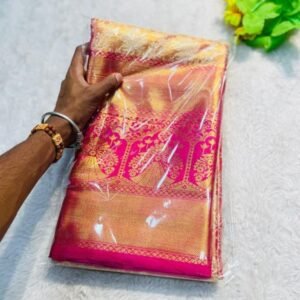 Pure Kanjivaram Silk Magenta Zari Border Saree