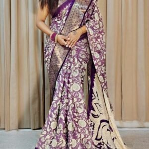 Pure Lightweight Dola Silk Saree With Lavender Shibori Print Design