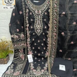 Beautiful 5 Colors Pure Organza Suit Set With Handwork By AlHuda