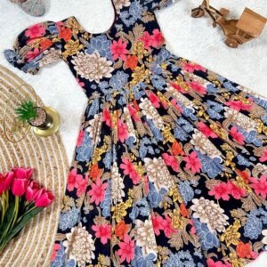 Pure Soft Cotton Floral Print Kids Gown