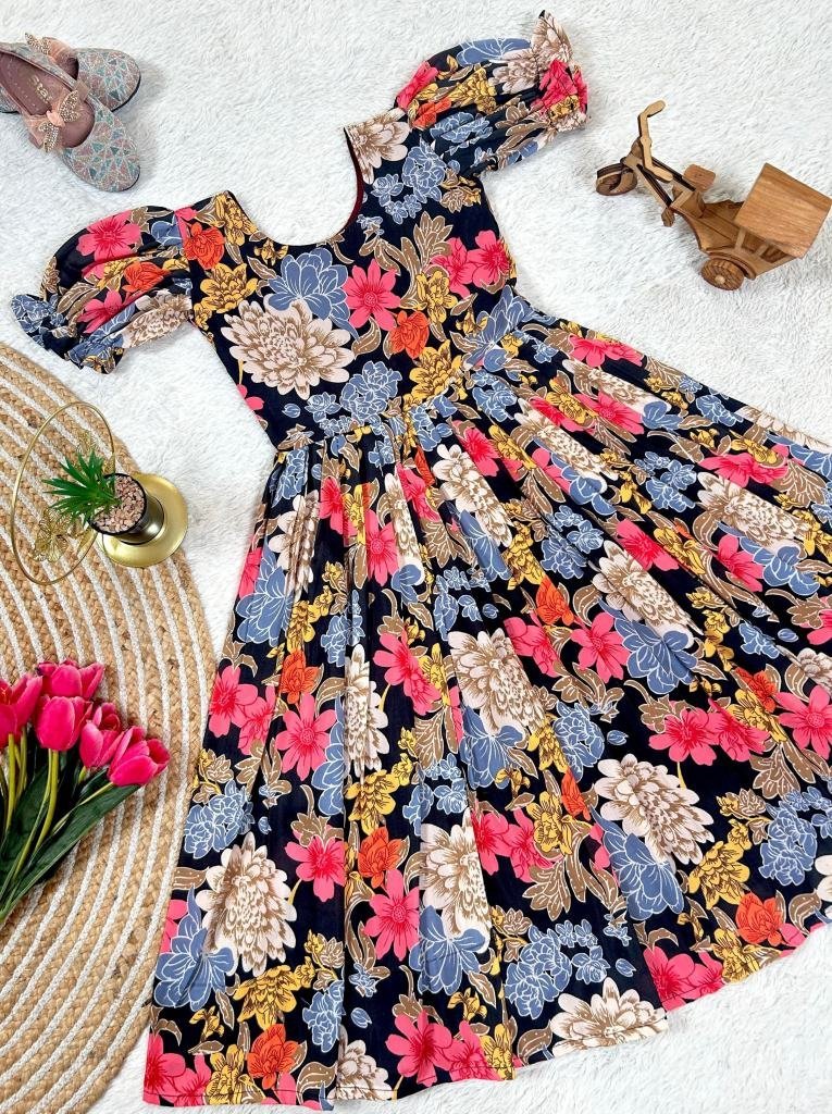 pure soft cotton floral print 1748777697 Pure Soft Cotton Floral Print Kids Gown