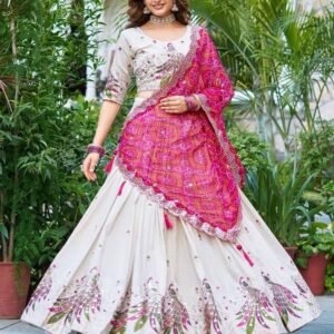 Pure Tissue Silk Embroidery Sequence Work Lehenga Choli