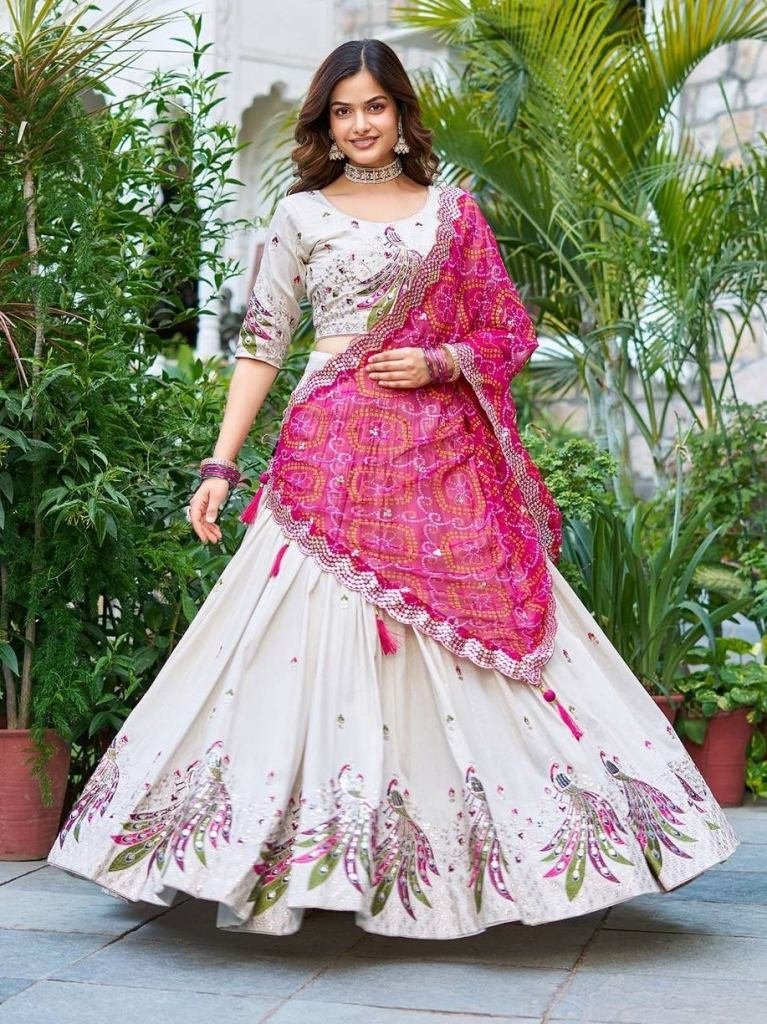 pure tissue silk embroidery se 1747386341 Pure Tissue Silk Embroidery Sequence Work Lehenga Choli