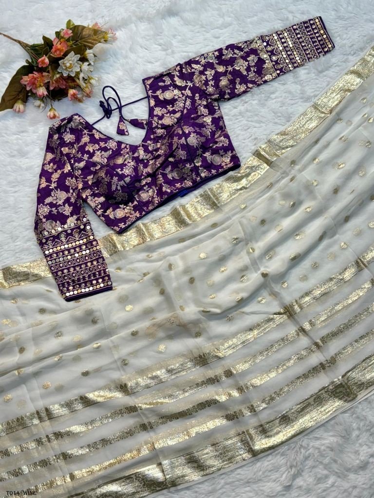 pure viscose wine saree with r 1717826247 Pure Viscose Saree With Readymade wine Blouse