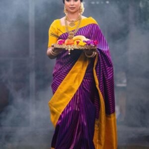 Purple Beautiful Rich Pallu Soft Lichi Banarsi Silk Saree