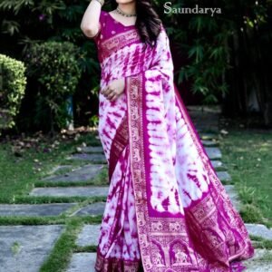 Purple Color Dola Silk Saree With Shibori Printed Work