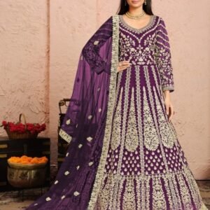Purple Color Embroidered Designer Anarkali Suit
