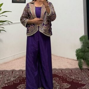 Purple Colour Chinon Fabric Indo Western Dress