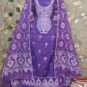 Purple Designer Dhakai Jamdani Dress Material