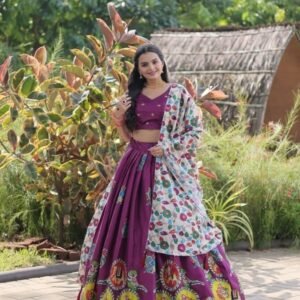 Purple Designer Dola Silk Lehenga Choli With Dori Latkan