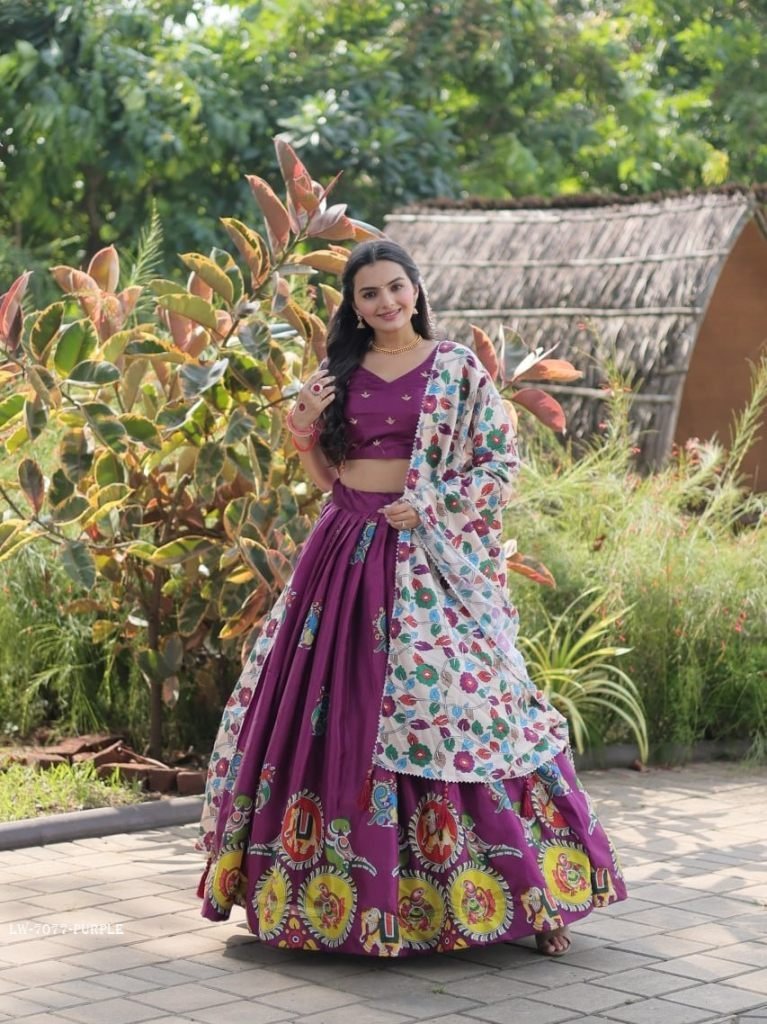 purple designer dola silk lehe 1714732898 Purple Designer Dola Silk Lehenga Choli With Dori Latkan