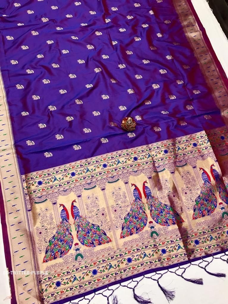 purple designer kanchipuram pa 1712912720 Purple Designer Kanchipuram Paithani Silk Saree