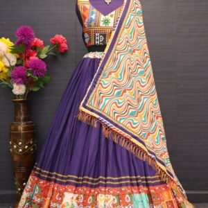 Purple Digital Printed Muslin Cotton Lehenga Choli