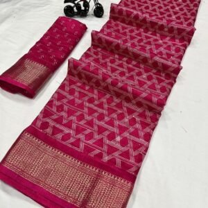 Fancy Dola Silk Saree With Contrast Kanchi Boarder
