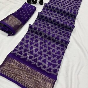 Violet Fancy Dola Silk Saree With Contrast Kanchi Boarder