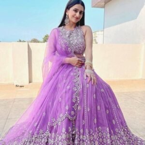 Purple Georgette With Design Work Lehenga Choli For Women Wear
