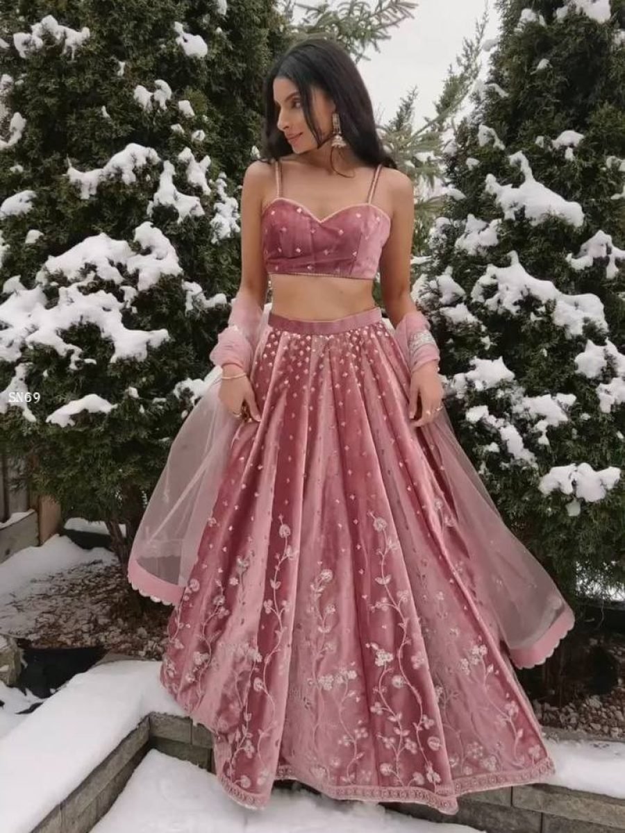 purple japan satin lehenga cho 1775035485 Purple Japan Satin Lehenga Choli with Coding Dori And Sequence Work