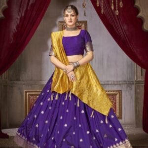 Purple Jaquard Silk Lehenga Choli