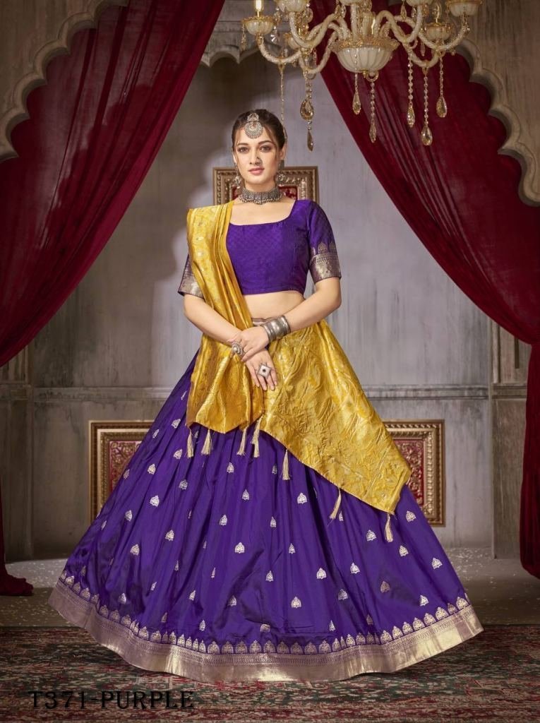 purple jaquard silk lehenga ch 1725450315 Purple Jaquard Silk Lehenga Choli