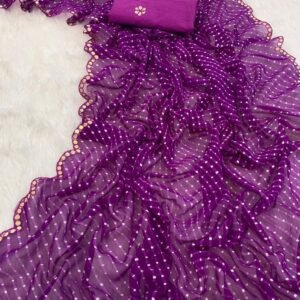 Purple Leriya Bandhani Print Georgette Saree