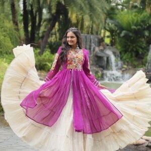 Purple Navratri Collection Kora Cotton Lehenga Choli