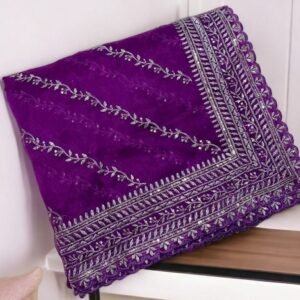 Purple Party Wear Embroidery Organza Silk Saree