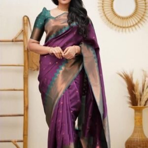 Purple Rich Pallu Jacquard Work Soft lichi silk saree