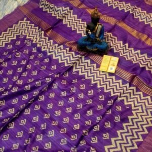 Purple Screen Printed Original Tussar Ghicha Silk Saree 32