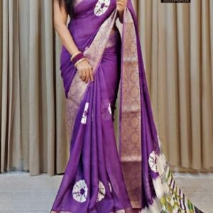 Purple Shibori Kalamkari Dola Silk Saree