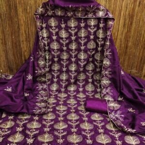 Purple Vichitra Silk Unstitched Salwar Suit Set