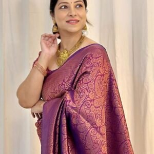 Purple Wedding Kubera Pattu Soft Silk Saree