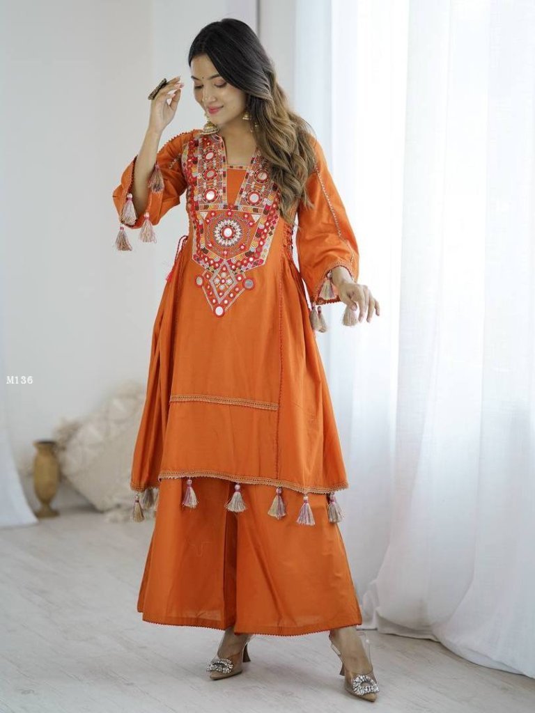 rakhi special premium khadi co 1754565568 Rakhi Special Premium Khadi Cotton Orange Coord Set