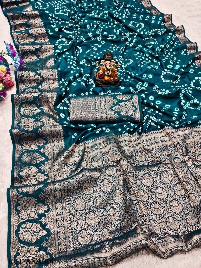 rama anandi pure handmade band 1718346353 Rama Anandi Pure Handmade Bandhej Kanjivaram Silk Saree