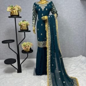 Rama Attractive Designer Georgette Sharara Suits With Dupatta