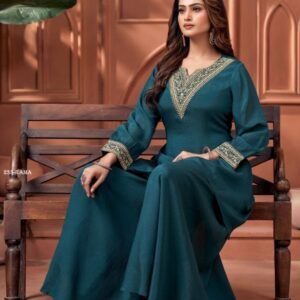 Rama Chinon Silk Cord Set With Neck Embroidery