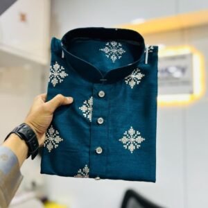 Rama Crotch Stich Traditional sequince Work Soft Silk Men Kurta Pajama