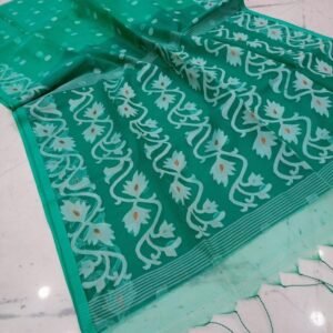 Rama Designer Maslin Jamdani Saree