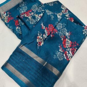Rama Fancy Sequins Crape Silk Saree