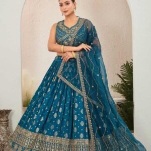 Rama Jacquard Dola Silk Lehenga Choli Set