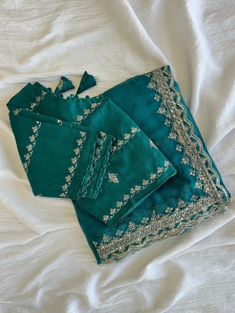 rama party wear embroidery wor 1715679705 Rama Party Wear Embroidery Work Soft Organza Saree