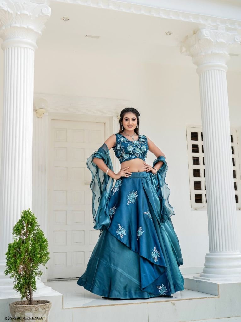 rama party wear flower printed 1718875492 Rama Party Wear Flower Printed Jimmi Choo Lehenga Choli