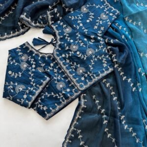 Rama Party Wear Sequins Kumkum Silk Saree